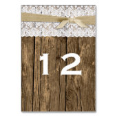 Table Mariage en bois rustique et dentelle Numéro de tab (Dos)
