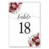Table Mariage floral de Bourgogne Numéro de tableau (Dos)