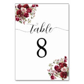 Table Mariage floral de Bourgogne Numéro de tableau (Dos)