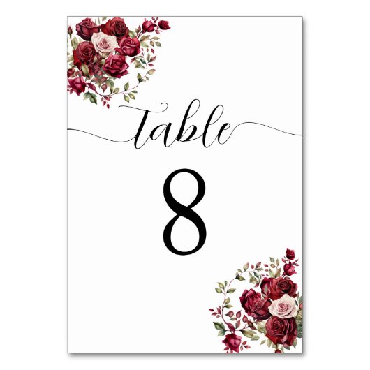 Table Mariage floral de Bourgogne Numéro de tableau (Par défaut)