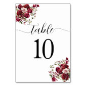 Table Mariage floral de Bourgogne Numéro de tableau (Dos)