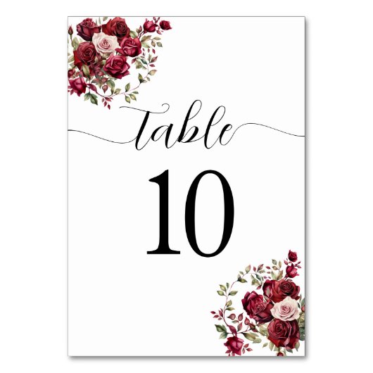 Table Mariage floral de Bourgogne Numéro de tableau (Par défaut)