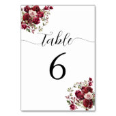Table Mariage floral de Bourgogne Numéro de tableau (Dos)
