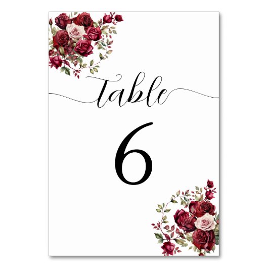 Table Mariage floral de Bourgogne Numéro de tableau (Par défaut)