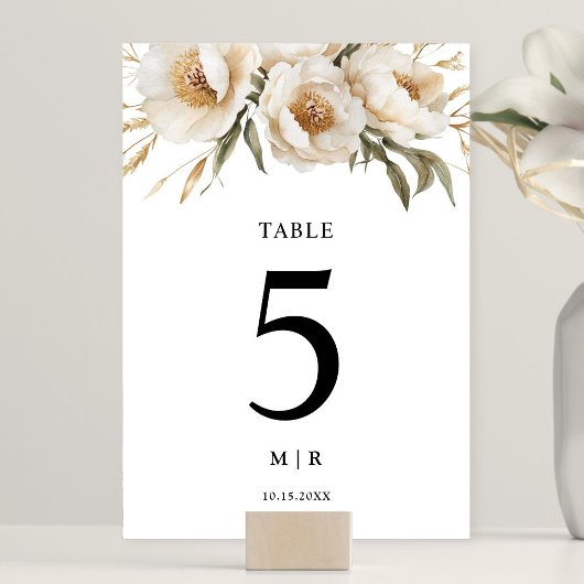 Table Mariage floral d'ivoire de Boho rustique Numéro de