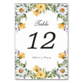 Table Mariage Floral jaune blanc Numéro de tableau (Dos)