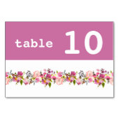Table Mariage floral rose Numéro de tableau horizontal (Dos)