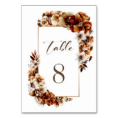 Table Mariage Floral Rustique Burnt Orange Numéro de tab (Dos)