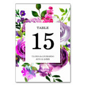 Table Mariage floral violet romantique Numéro de tableau (Dos)