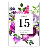Table Mariage floral violet romantique Numéro de tableau (Dos)