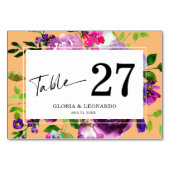 Table Mariage floral violet romantique Numéro de tableau (Dos)
