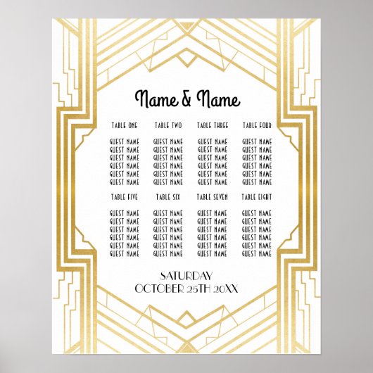 Table Mariage Gatsby Art Déco 1920 Poster Seating (Devant)