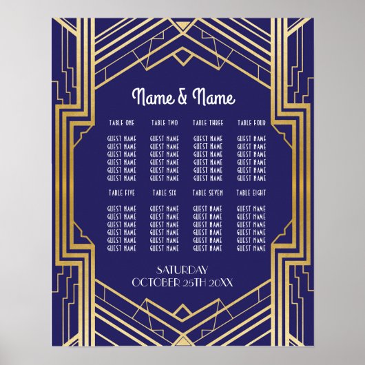 Table Mariage Gatsby Art Déco 1920 Poster Seating (Devant)