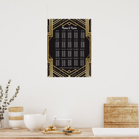 Table Mariage Gatsby Art Déco Poster 20 places (Cuisine)