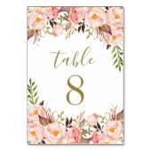Table Mariage Gold Blush Pink Peony Numéro de tableau Ca (Dos)