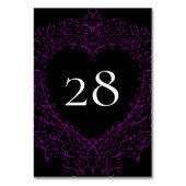 Table Mariage gothique du coeur mauve et noir Numéro de  (Dos)