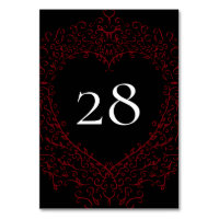 Mariage gothique du coeur rouge et noir Numéro de 