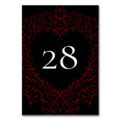 Table Mariage gothique du coeur rouge et noir Numéro de  (Dos)