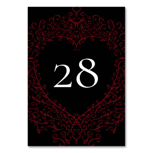 Table Mariage gothique du coeur rouge et noir Numéro de  (Par défaut)