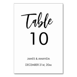 Table Mariage minimaliste élégant moderne Numéro de tabl