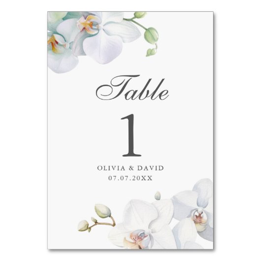 Table Mariage moderne Elegant White Orchid Numéro de tab (Par défaut)