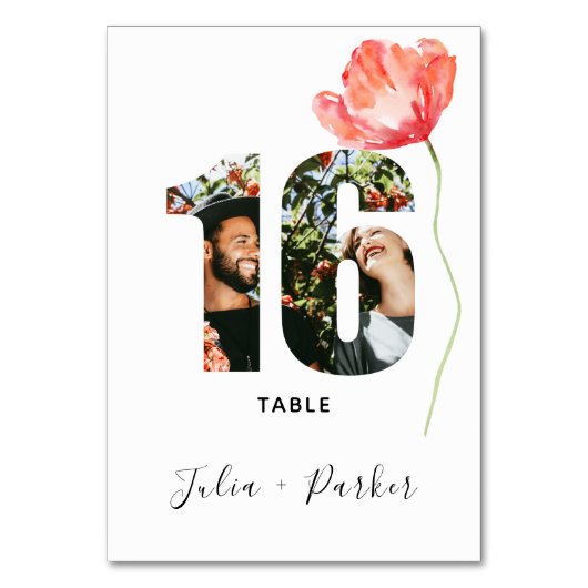 Table Mariage rouge de pavot moderne Numéro de tableau 1 (Par défaut)