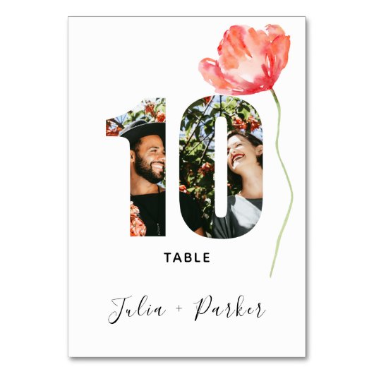 Table Mariage rouge pavot moderne Numéro de tableau 10 (Par défaut)