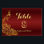 Table Mariage Royal Burgundy Gold Peacock NUMÉRO DE TABL<br><div class="desc">Unique Design featuring Royal Burgundy Gradient background and abstract Gold Sparkling Peacocks for your special wedding event. C'est It qui veut le style de l'art de l'art. C'est différent ! Personalize with your own information. If you need to move the text, or change the size, font, or color, click Customize...</div>
