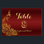 Table Mariage Royal Burgundy Gold Peacock NUMÉRO DE TABL<br><div class="desc">Unique Design featuring Royal Burgundy Gradient background and abstract Gold Sparkling Peacocks for your special wedding event. C'est It qui veut le style de l'art de l'art. C'est différent ! Personalize with your own information. If you need to move the text, or change the size, font, or color, click Customize...</div>