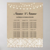 Table Mariage Rustic Lace Burlap Poster Siège (Devant)