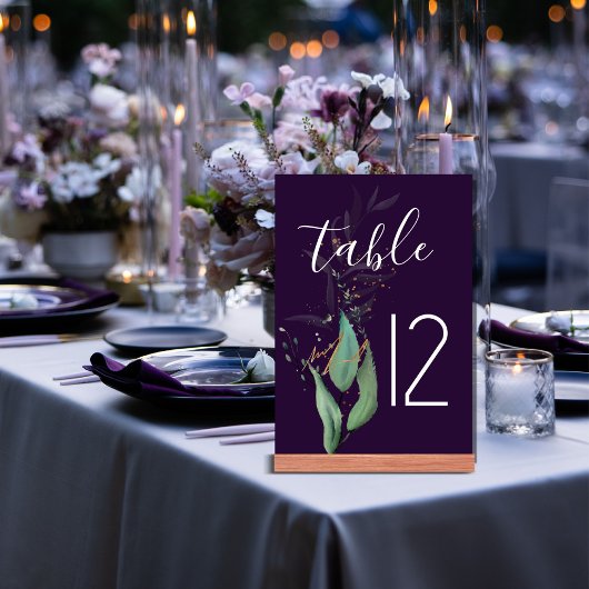 Table Mariage vert moderne violet Numéro de tableau