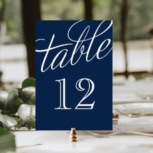 Table Marine Bleu et Blanc Élégant Numéro de tableau de 