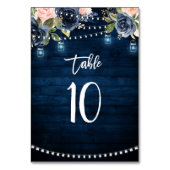Table Marine Blue Blush Floral String Lights Numéro de t (Dos)