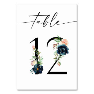 Table Marine, Dusty Blue & Pink Floral Numéro de tableau