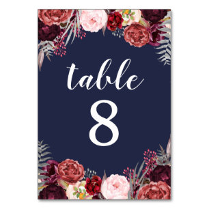 Table Marine Fall Marsala Peony Mariage Numéro de tablea
