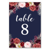 Table Marine Fall Marsala Peony Mariage Numéro de tablea (Dos)