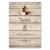 Table Marsala de Bourgogne Floral Lanterne Bois Numéro d (Dos)