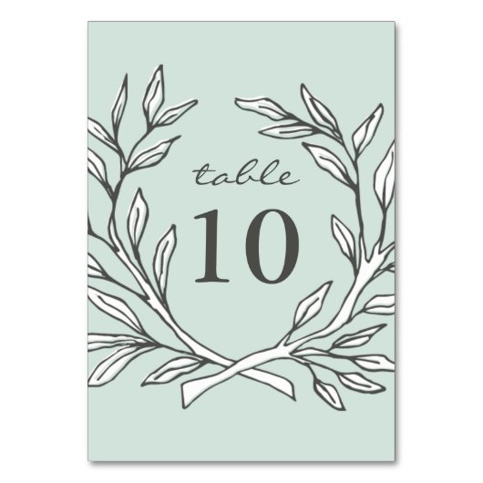 Table Mint Rustic Wreath Wedding Réception Numéro de tab (Dos)