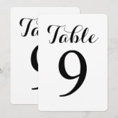 Table Modern Script 9 | Carte de numéros de table (Devant / Derrière)
