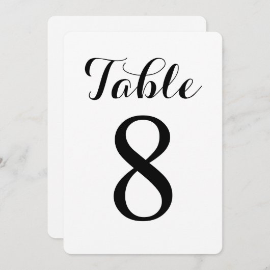 Table moderne 8 | Carte de numéros de table (Devant / Derrière)