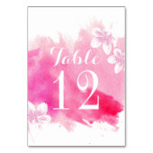 Table Moderne aquarelle rose fleur mariage numéro de tab (Dos)
