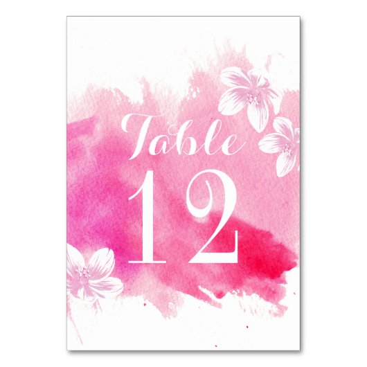 Table Moderne aquarelle rose fleur mariage numéro de tab (Par défaut)