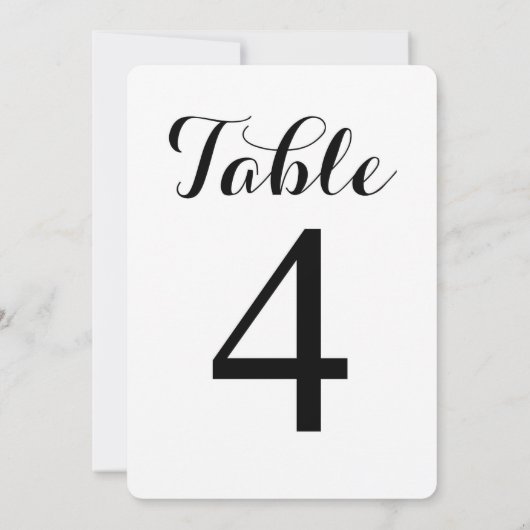 Table moderne de script 4 | Carte de numéros de ta (Dos)