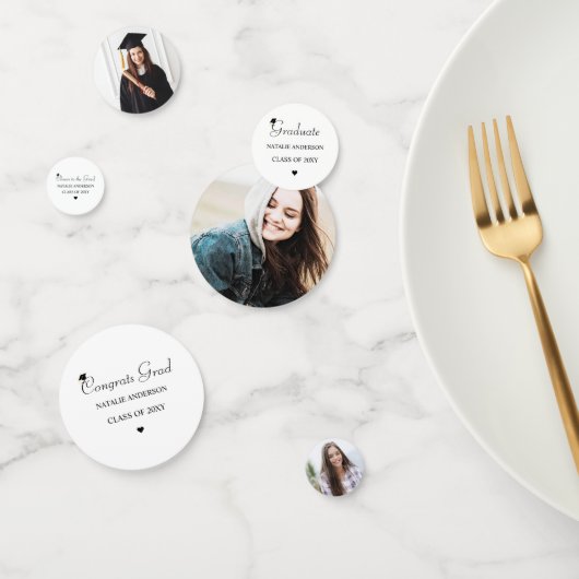 Table moderne Noir Blanc Graduation Party Confetti (Groupe)