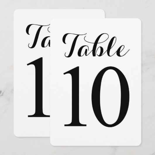 Table moderne numéro 10 | Carte numéros de table (Devant / Derrière)