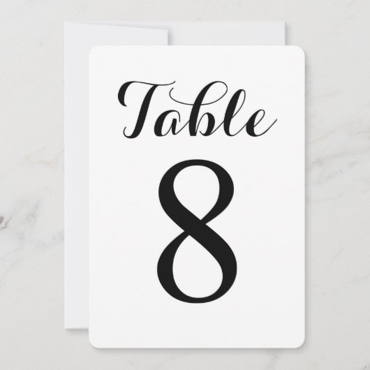 Table moderne numéro 8 | Carte numéros de table (Devant)