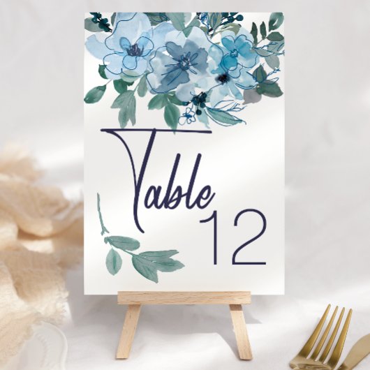 Table Moderne Pastel Blue Aquarelle Mariage Numéro de ta