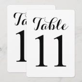 Table moderne script 11 | Carte de numéros de tabl (Devant / Derrière)
