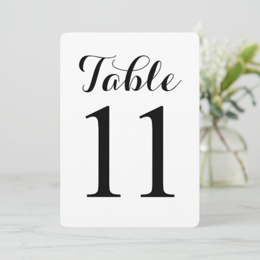 Table moderne script 11 | Carte de numéros de tabl (Debout devant)