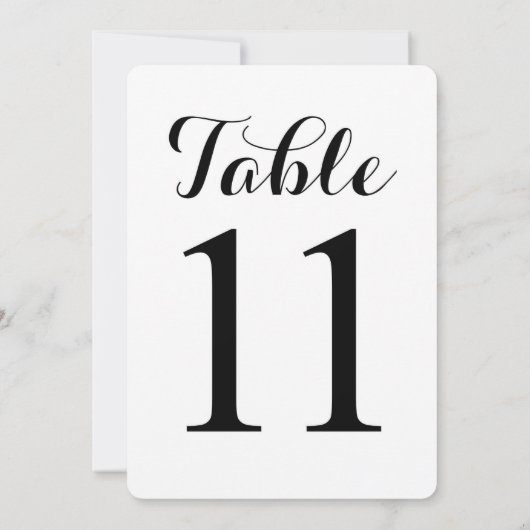 Table moderne script 11 | Carte de numéros de tabl (Dos)